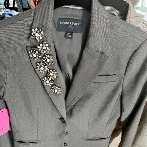 Bling Blazer! Banana Republic Blazer + Rhinestone Embroidered Lapel